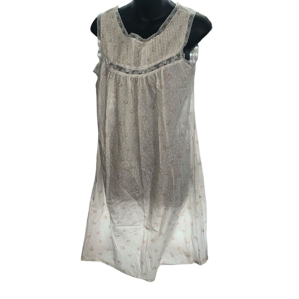 RARE Vintage 60's Sears Carriage Court floral print Short Night Gown Lace Trim s
